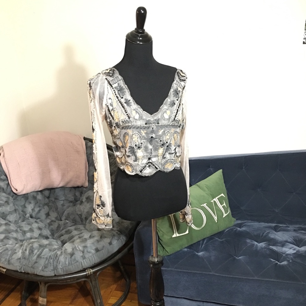 Top with embellishments Boohoo size 10